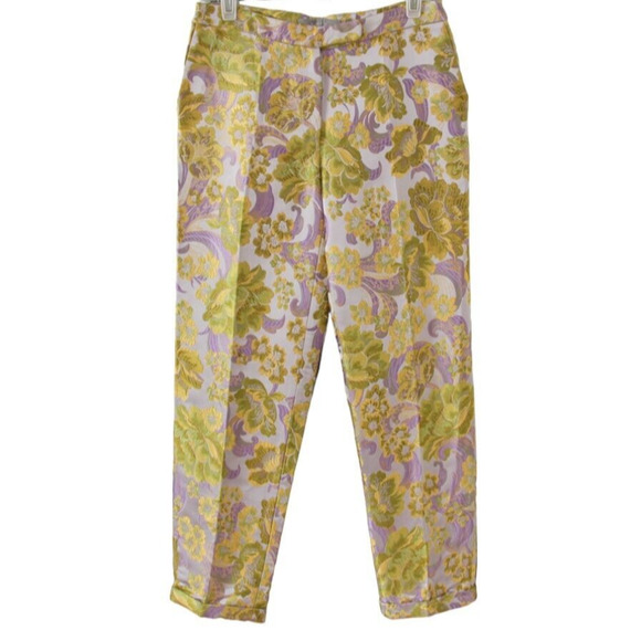 Osman Yousefzada Floral Jacquard Pants Tapered Ankle Slim Trousers 27" Waist - Picture 2 of 9